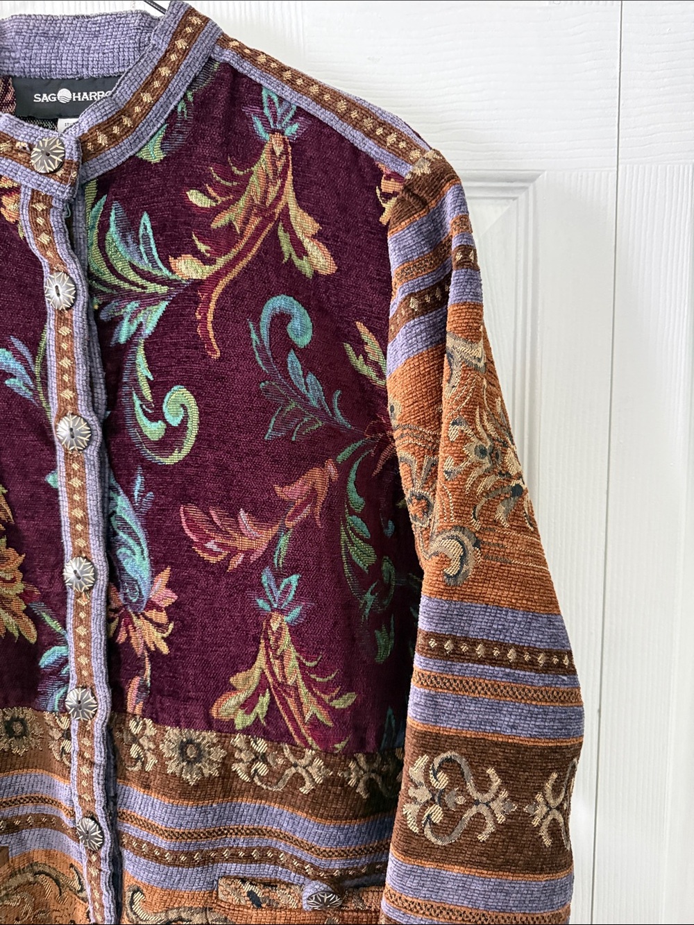 Vintage Sag Harbor Women's Tapestry Floral Jacket Sz 12 - Picture 5 of 8